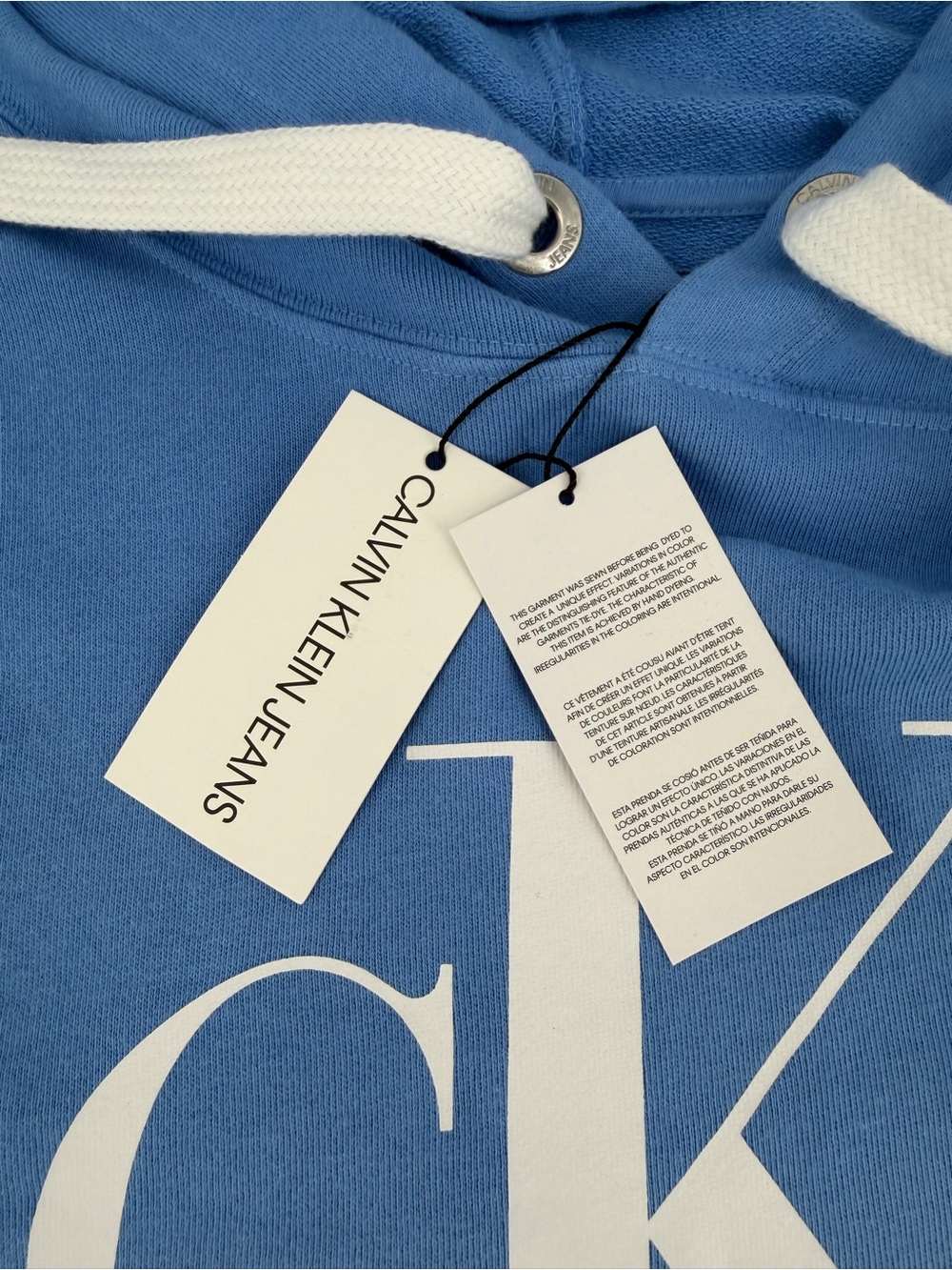 Calvin Klein Jeans Blue Ombre Cropped Pullover Hoodie - Picture 7 of 11